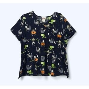 Scrubstar Scrub Top Sloth Halloween Pumpkins Size‎ XL Nurse